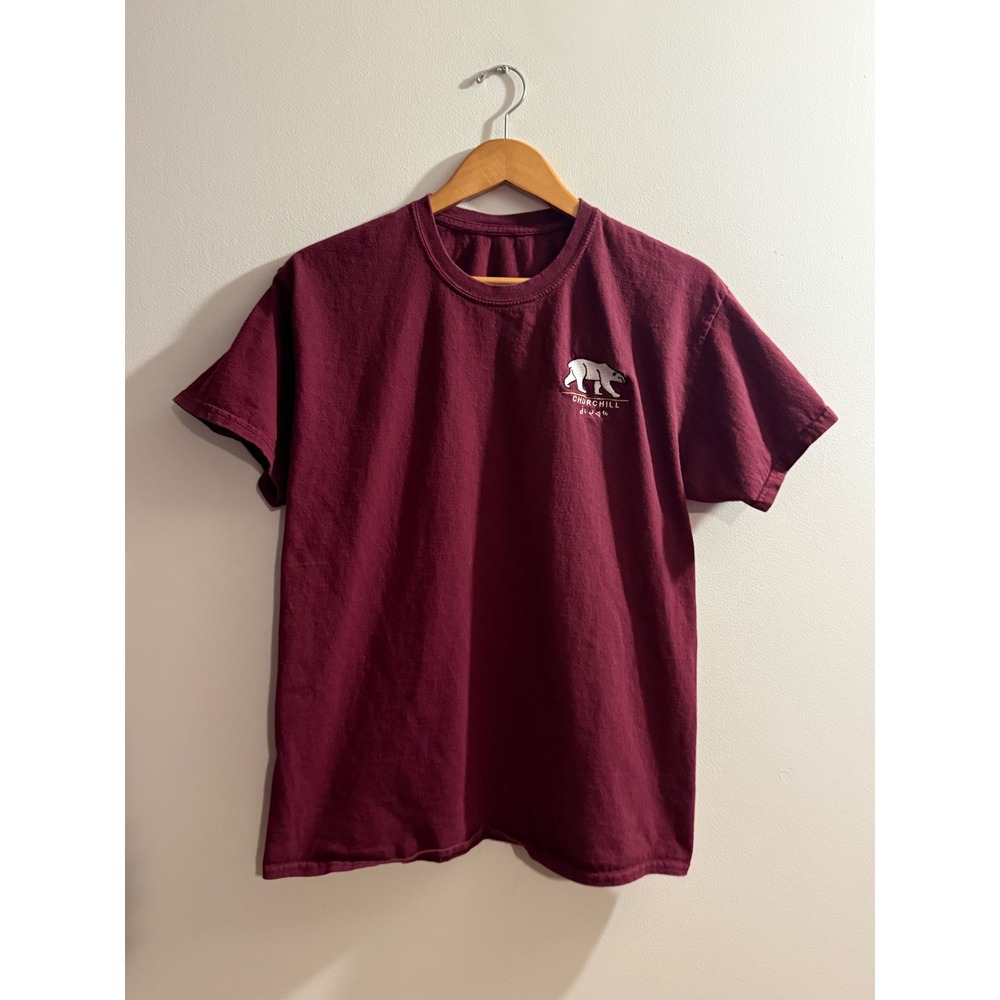 Vintage Churchill Manitoba Polar Bear Embroidered T-Shirt Maroon Mens Large Y2K